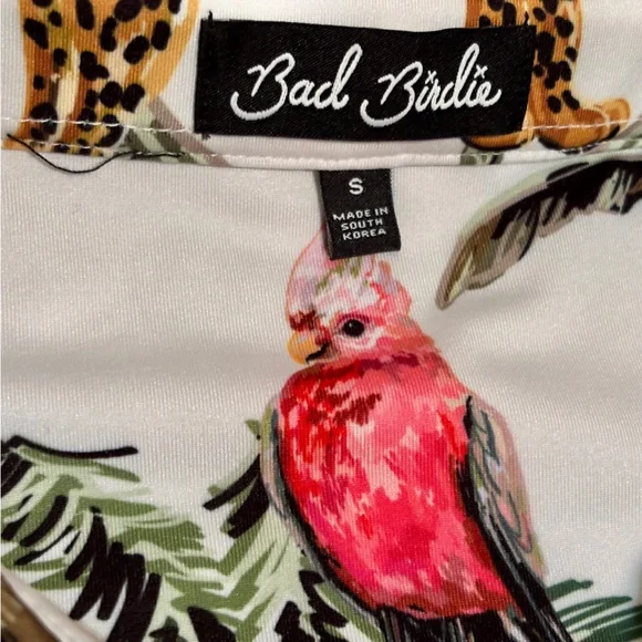 Bad Birdie Wildlife Polo Tropical Golf Shirt Size Small EUC - Picture 4 of 4